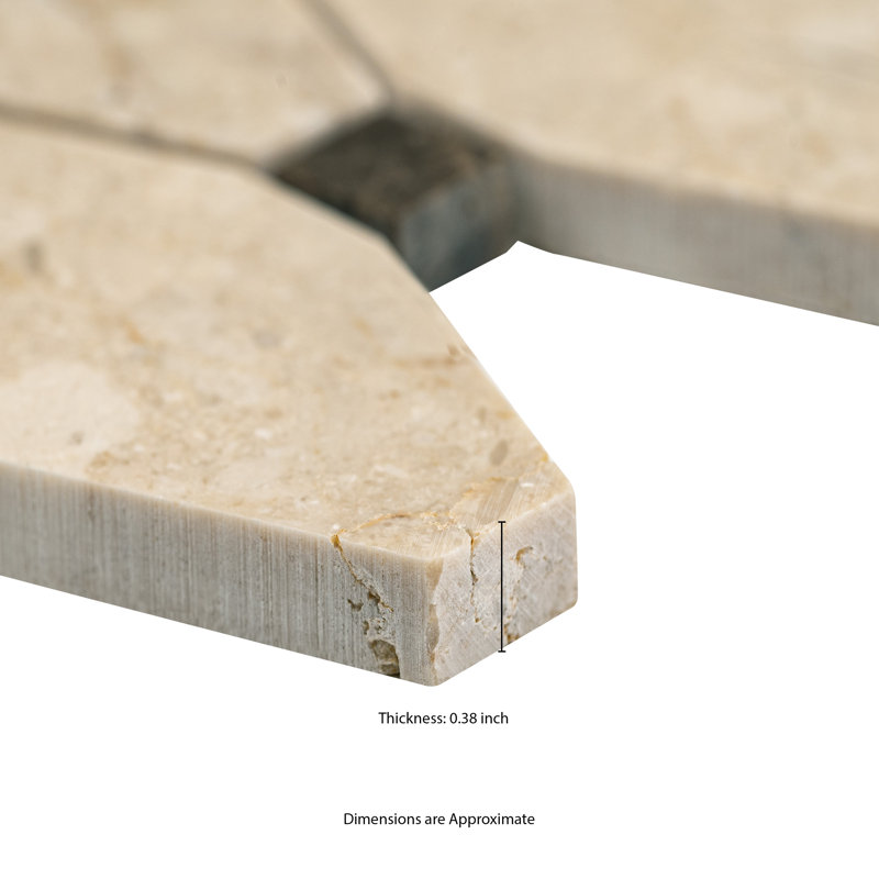 Crema Marfil Octagon 12 in. x 13 in. Polished Marble Mosaic Floor and Wall Tile
