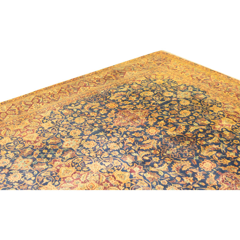 Tapis bleu et rouge noué à la main de haute qualité
