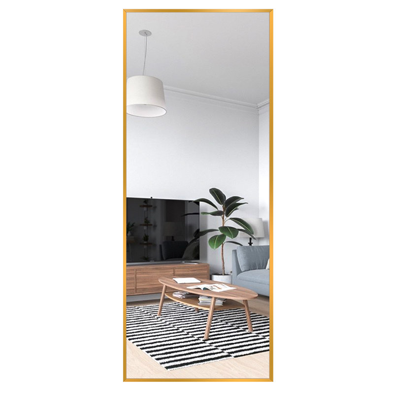 Talma Wood Flat Mirror, 65" H x 22" W, Gold
