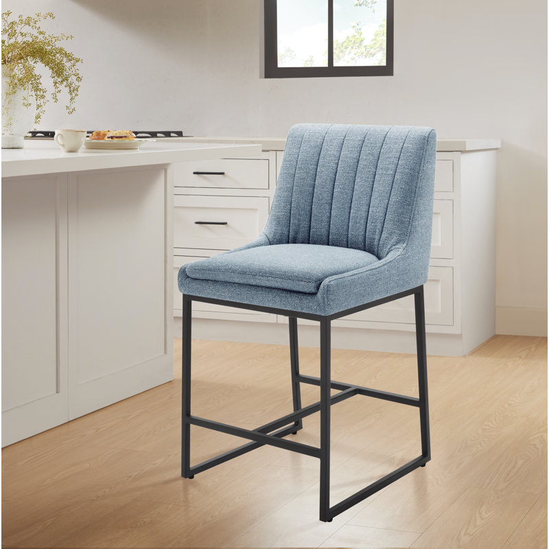 Tabouret de comptoir Welburn, Tweed bleu Capri Nathan