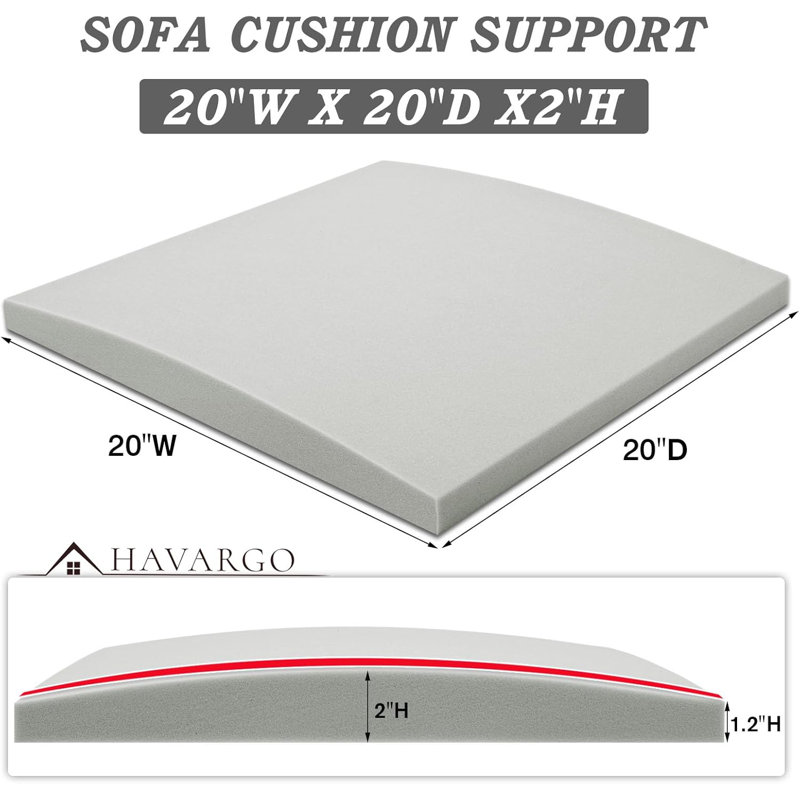 Coussin de canapé pour siège affaissé de 20 po x 20 po x 2 po, coussins de canapé pour soutien affaissé, support de coussin en mousse haute densité gris clair, ensemble de 3