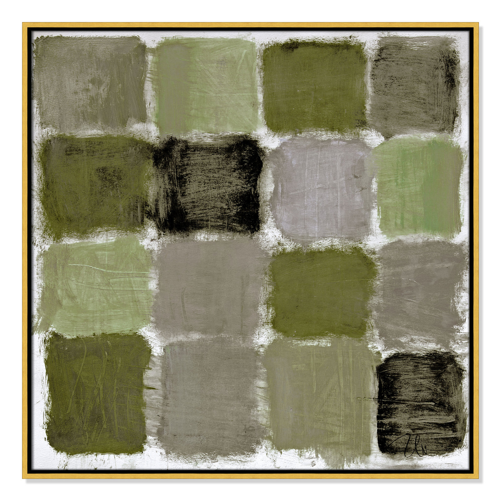 Coppola "Powder Room Green Reflections" Print, 31.5" H x 31.5" W, Gold