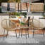 Outsunny 3 Pieces Rattan Bistro Set with Acapulco Chairs for Patio-2075701094