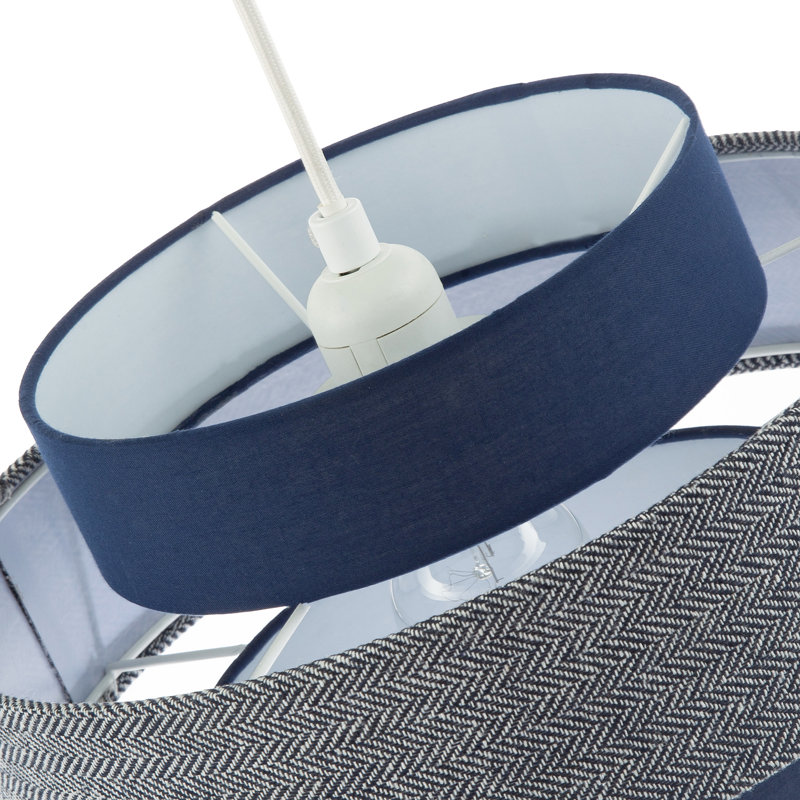 20cm H Fabric Drum Pendant Shade ( No Direct Attachment Method ) in Navy