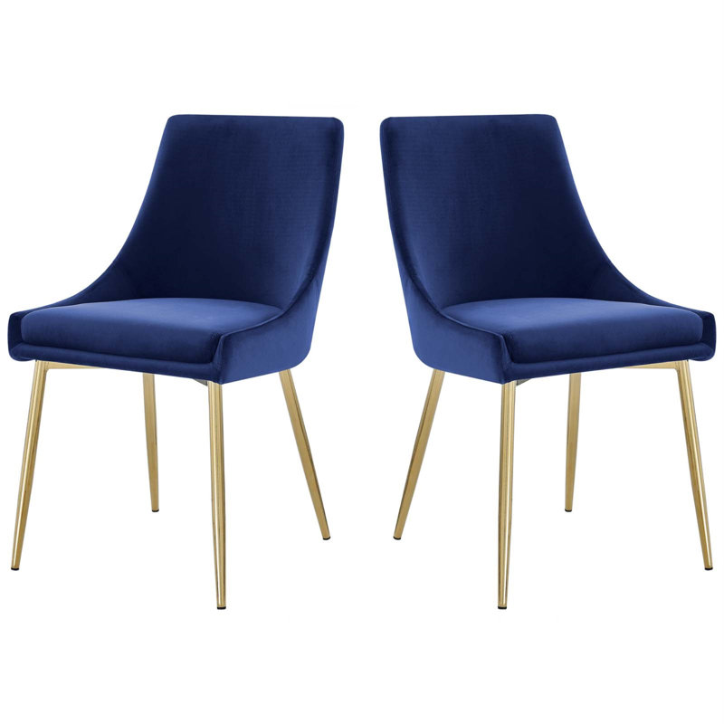 Modway Viscount Performance Velvet Dining Chairs, Blue