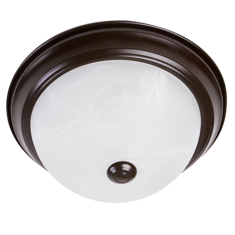 Oil Rubbed Bronze Flush Mount with White Marble Glass Shade