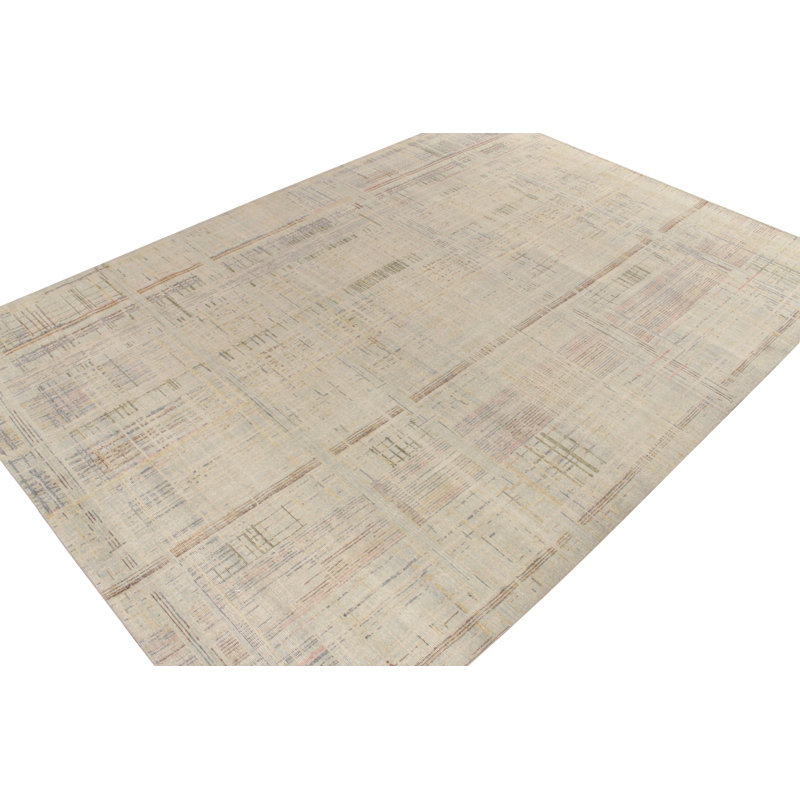 Distressed Homage Hand Knotted Wool Abstract Area Rug, Rectangle 12' x 15'