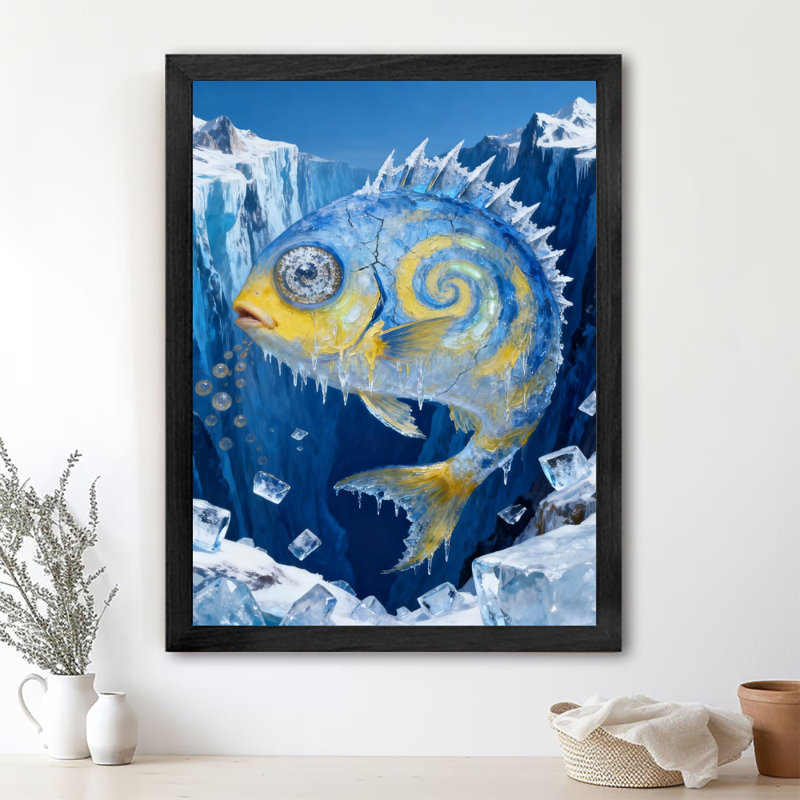 Reproduction d'art encadré noir rétro bleu unique, H 11 po x l 9 po