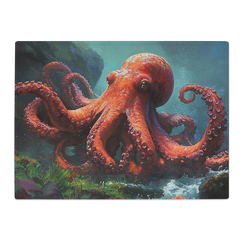 Octopus Graphics  Glass Chopping Board