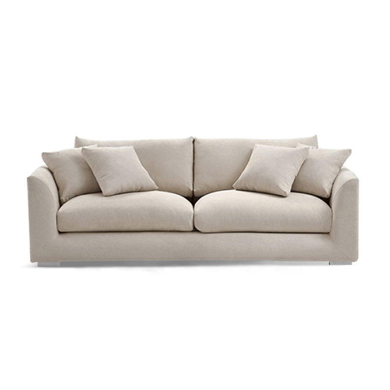 Causeuse-coussin standard en chenille crème et blanc, H 35,43 po x l 70,87 po x P 37,4 po
