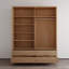 Armoire à 4 portes en bois massif avec tiroirs Nest, armoire de 70,1 pouces de large avec tringle et tablettes