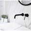 Robinet de salle de bain mural à poignée simple avec bonde escamotable pour éviers sans trop-plein, finition noire mate, rotation du bec à 360 degrés, aérateurs à débit d'eau doux, laiton fort et acier inoxydable
