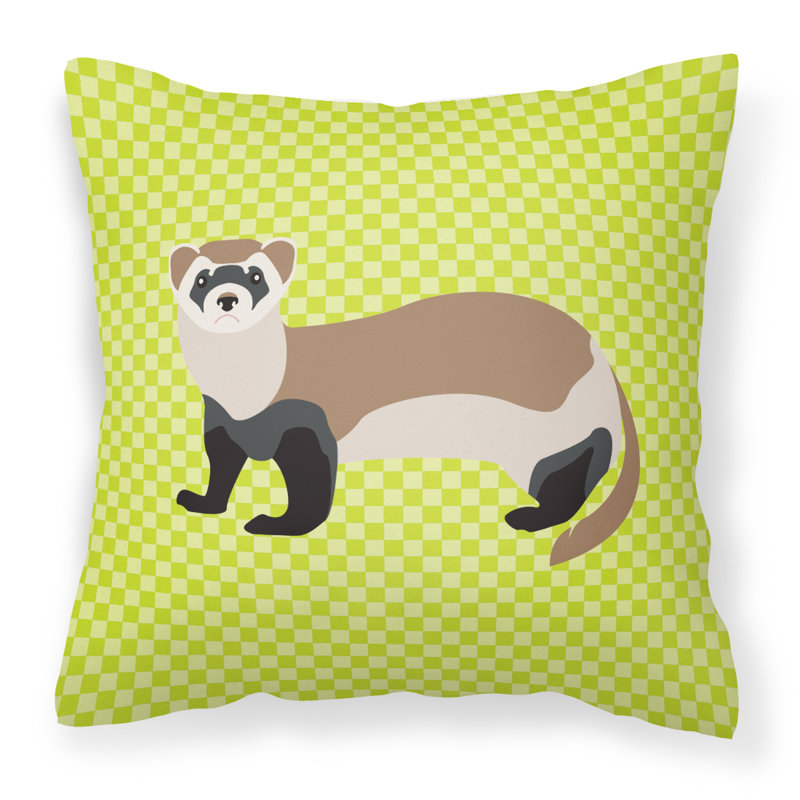 Coussin extérieur à damier de furet, Vert, 18 po x 18 po
