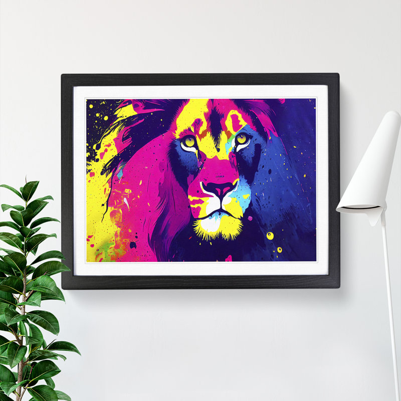 Splashed Lion Vol.3 Abstract - Framed Print, Black, 34cm H x 46cm W x 2cm D