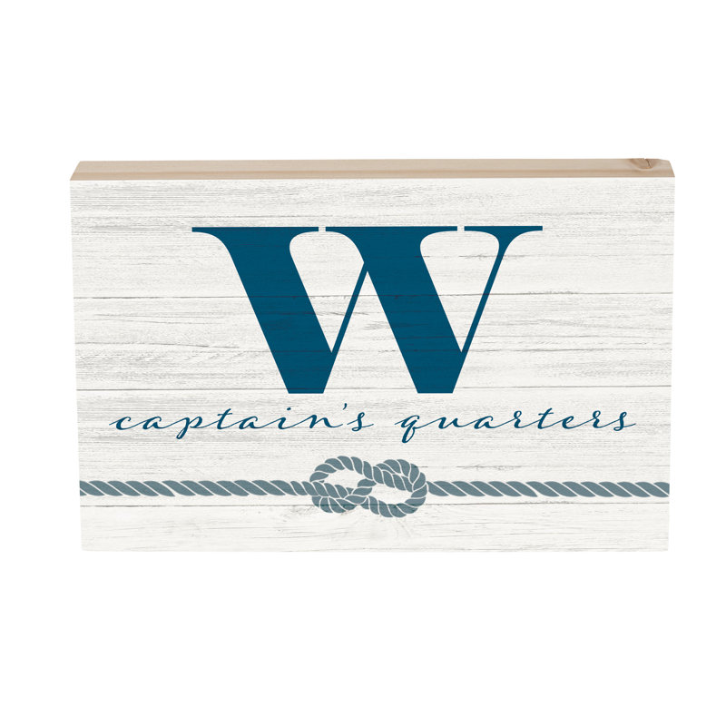 Capitaine de monogramme côtier en bois l 12 x 8 po