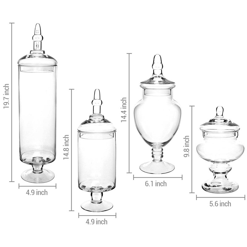 Ensemble de 4 bocaux en verre pour cuisine Apothecary