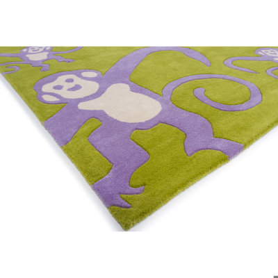 Kids Green Monkey Area Rug