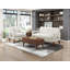 Causeuse en tissu d'ameublement en chenille beige avec pieds en bois massif-121083723