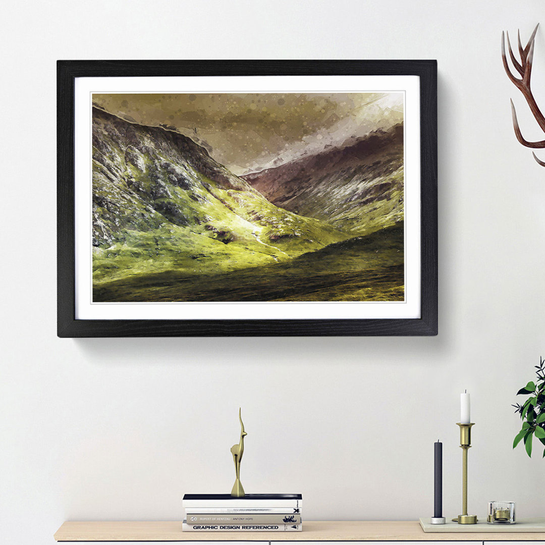 Mountains of Glencoe in Scotland in Abstract - Framed Print