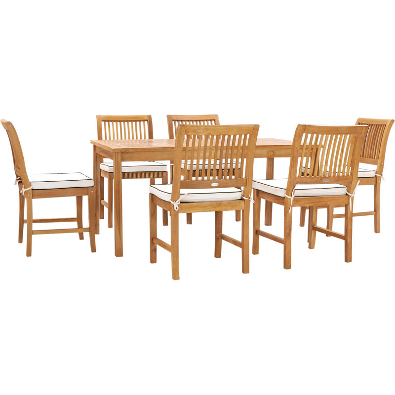 Outdoor 7 - Piece Teak Dining Set with Cushions