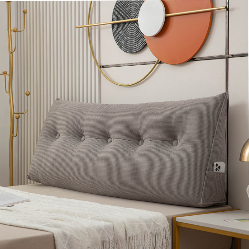  Polyester Headboard Back Support Throw Pillow, Gray, 15.7"H x 59"W