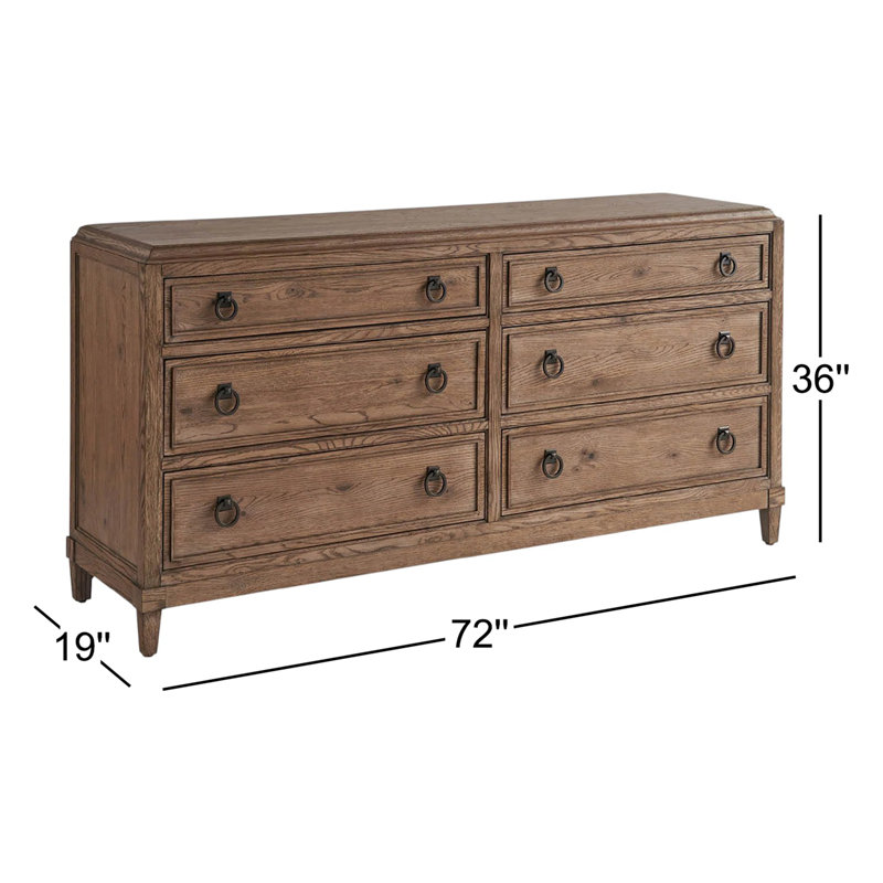 Commode 6 tiroirs Hayes, Brun