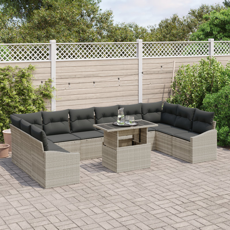 344cm Wide Patio Sofa with Cushions