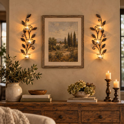 Ensemble de 2 appliques murales 2 pièces avec 6 bougies chauffe-plat