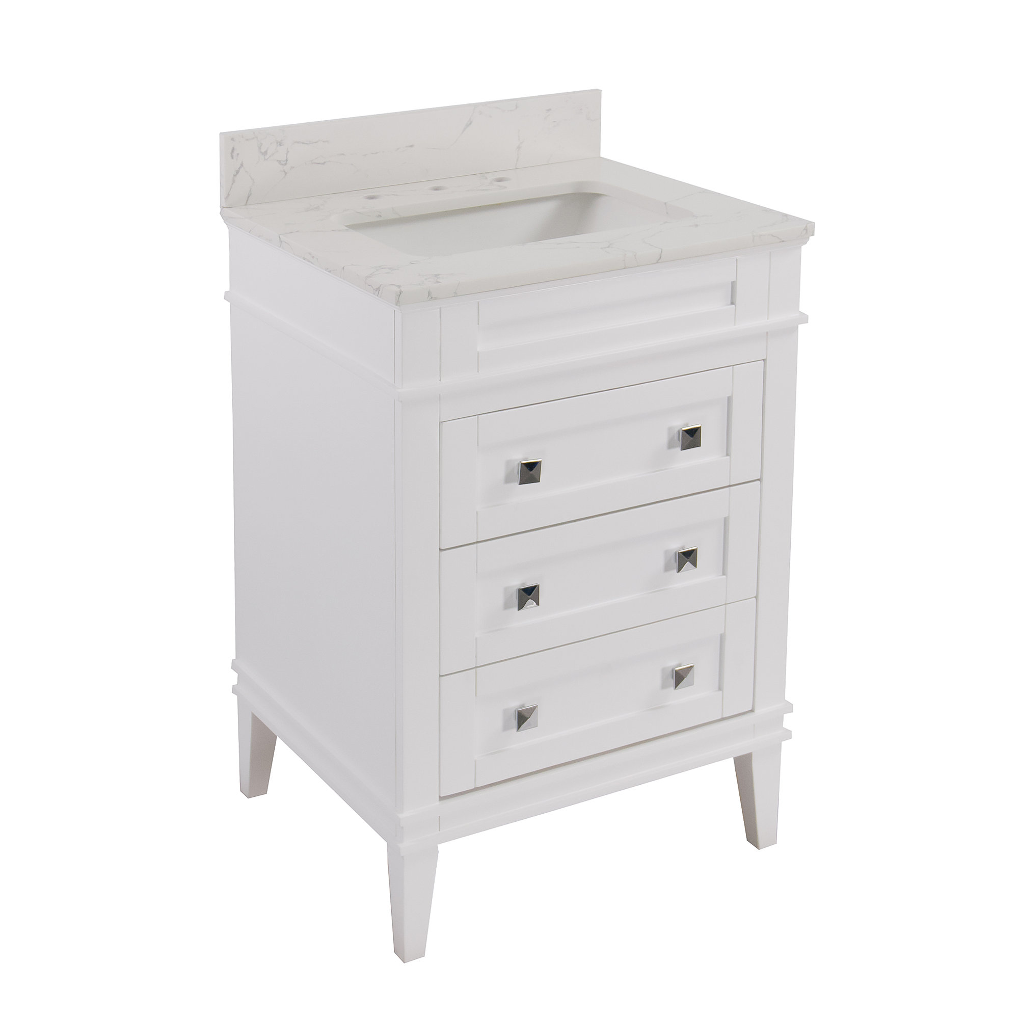 Frankfurt 24'' Single Bathroom Vanity, Engineered Marble, White