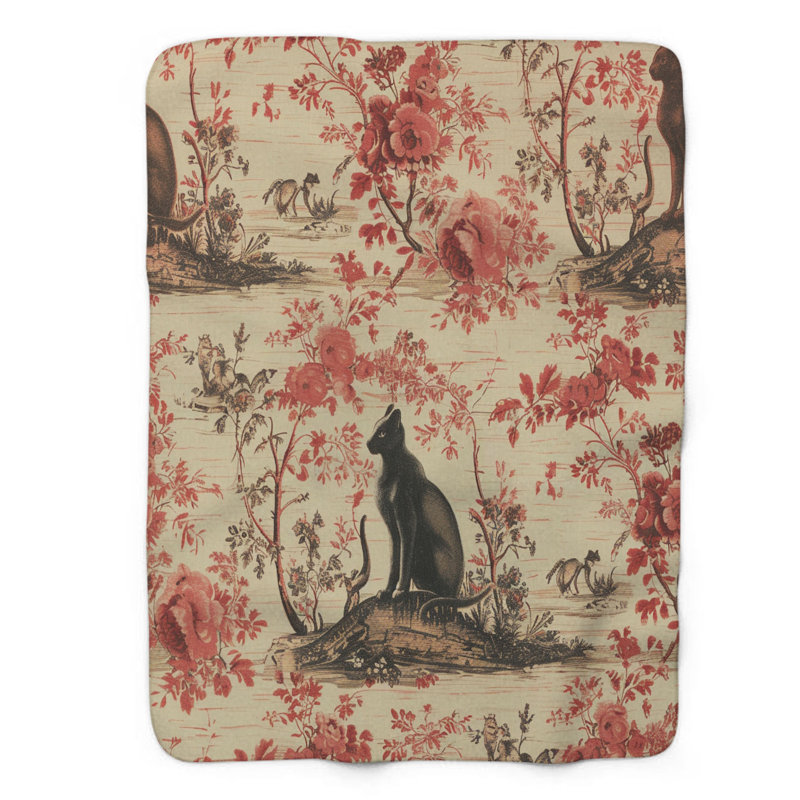 Toile à thème de chat - couverture en sherpa de qualité supérieure 1 pièce, Lit simple