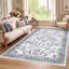 Vintage Floral Area Rug, Low Pile Non-Slip Soft Carpet – Machine Washable, Spot Resistant, Collapsible – Ideal for Living Room, Bedroom, Nursery, Office