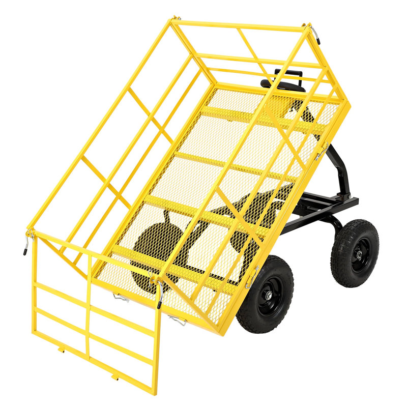 Chariot de jardin pliant en acier robuste 1500 lb, Jaune