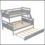 Lit simple superposé au dessus d'un lit double avec échelle, lit gigogne simple, barrière de sécurité-643195107