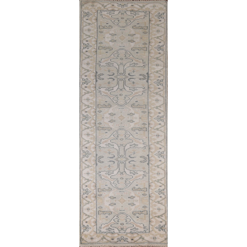 Tapis de couloir oriental vert Oushak 3 x 10
