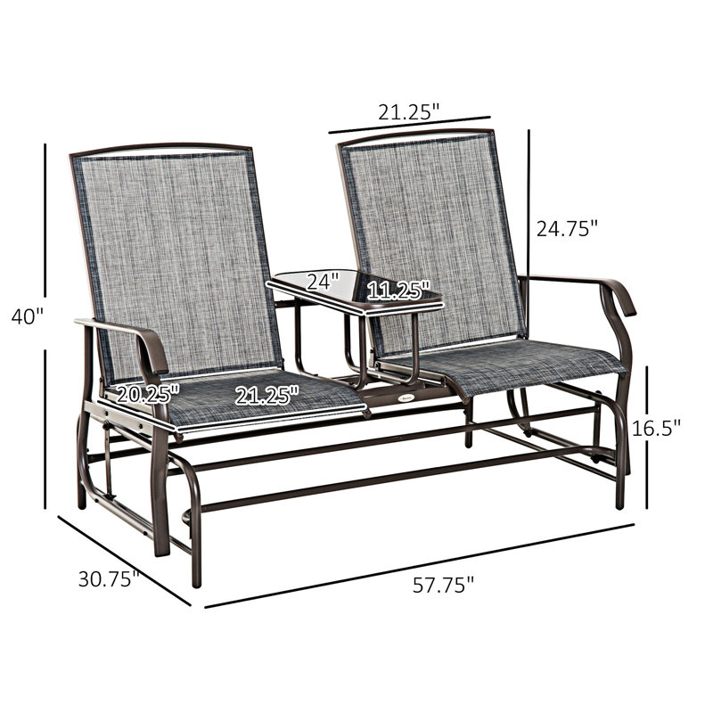 Banc oscillant d'extérieur avec table centrale