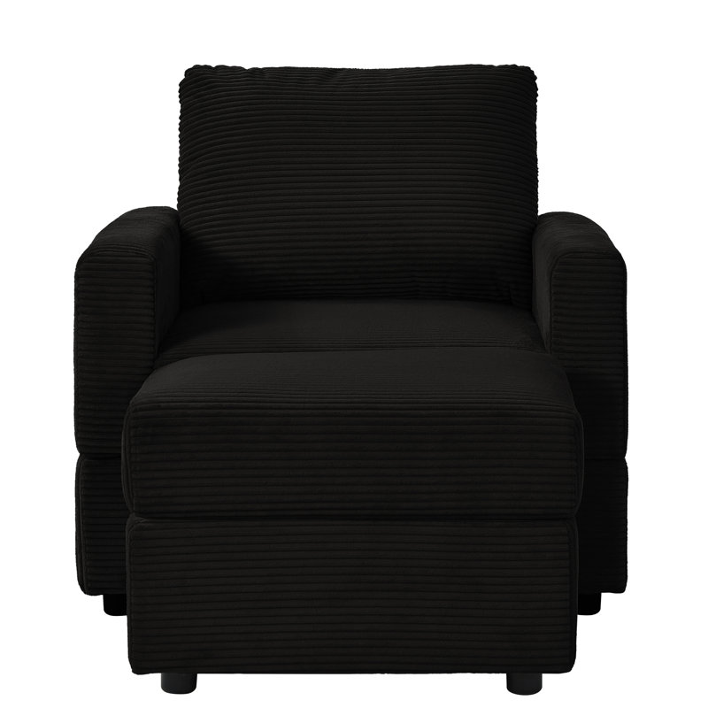 Chaise rembourrée avec velours côtelé Comfy, Noir