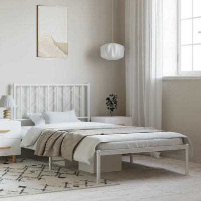 Structure de lit en métal avec tête de lit, rangement sous le lit, sans bruit, sans matelas