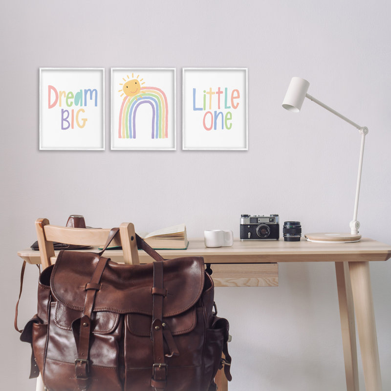 «Dream Big Little One Happy Sun Rainbow» par Lisa Larson, ensemble de 3 reproductions d'art textuel, H 14 po x l 11 po