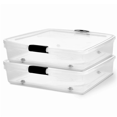 Homz Underbed Secure Latching Clear Plastic Storage Container