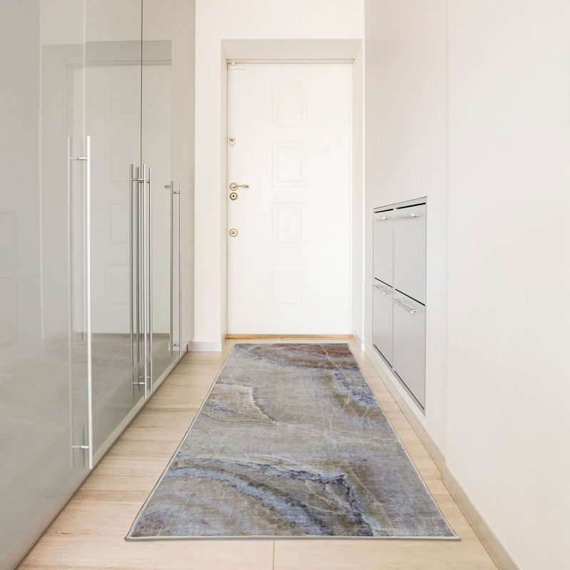 Tapis décoratif à longues fibres en polyester à haute densité de marbre