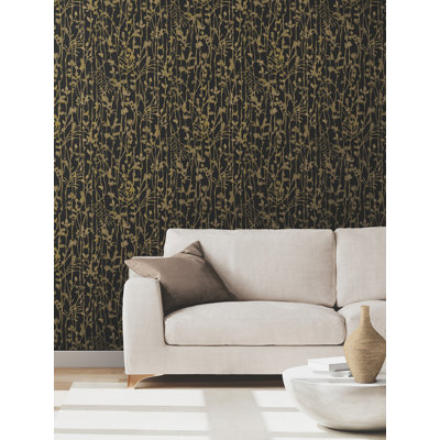Filigree Black Abstract Wallpaper