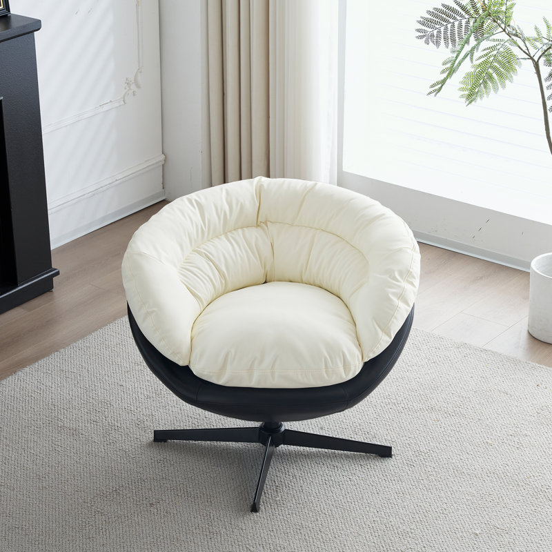 Pivot large de 34,25 po Rianhard, Similicuir noir / blanc