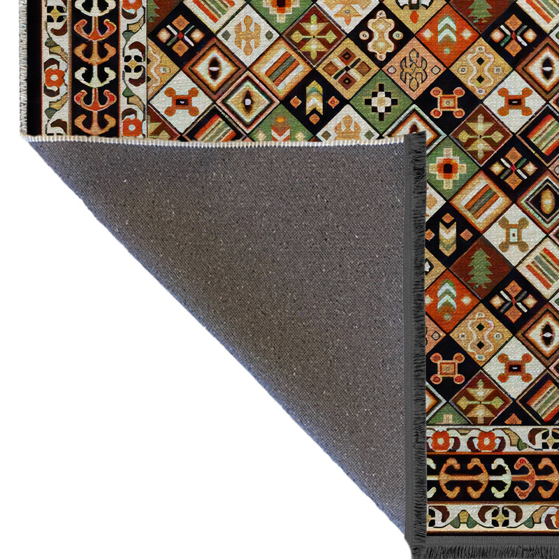 Tapis décoratif rétro multicolore à rayures foncées et multicolores, Tapis de couloir 3 pi 9,81 po x 6 pi 6,74 po