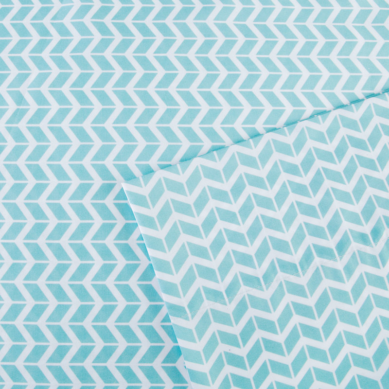 Aqua Chevron Twin Microfiber Sheet Set with Pillowcases