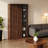 55.12" Retro Light Luxury Walnut Color Wine Cabinet & Display Cabinet Combination, Tempered Glass Door