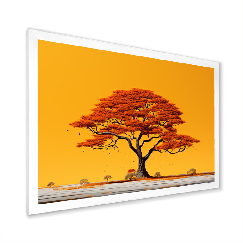 «African Tree Ambiance Savana I» sur toile, Cadre photo blanc, H 30 po x l 40 po x P 1,5 po