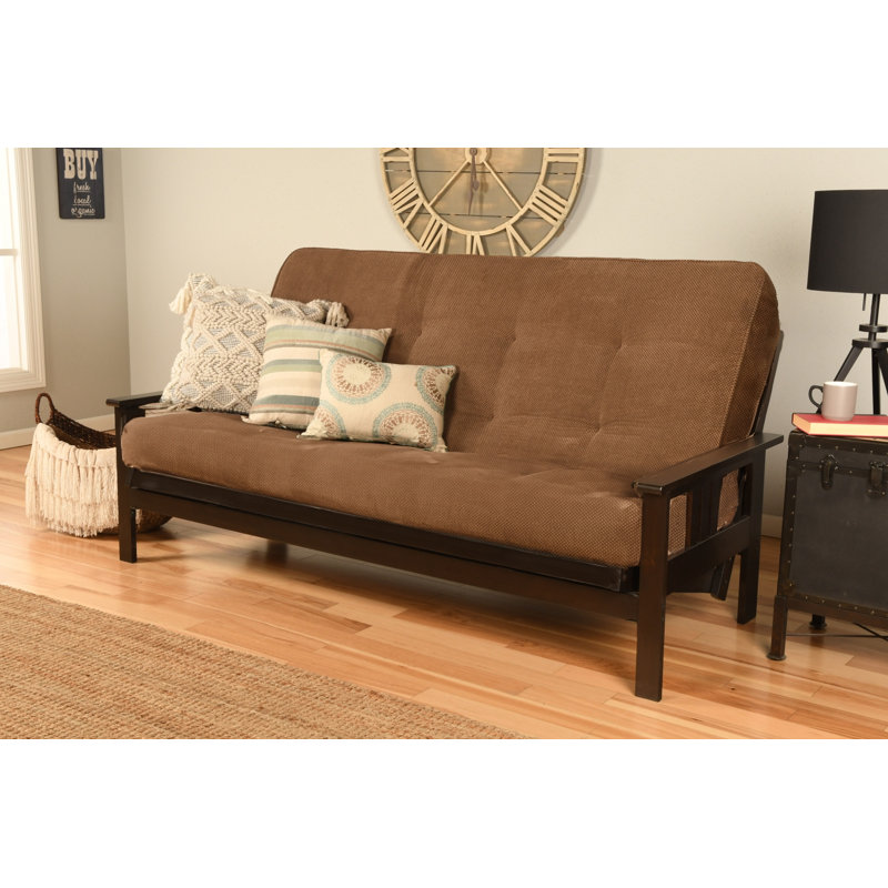 Johnte Queen 86" Futon Frame and Mattress, Espresso, Marmont Mocha, Premium Pocket Coil