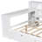 Wood Full Size Platform Bed with Storage Shelves, Drawers, Charging Station, LED, Desk and Upholstered Headboard, White+Beige Cushion-1243408743-1243408741