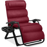 Oversized Zero Gravity Chair, Folding Recliner W/ Removable Cushion, Side Tray