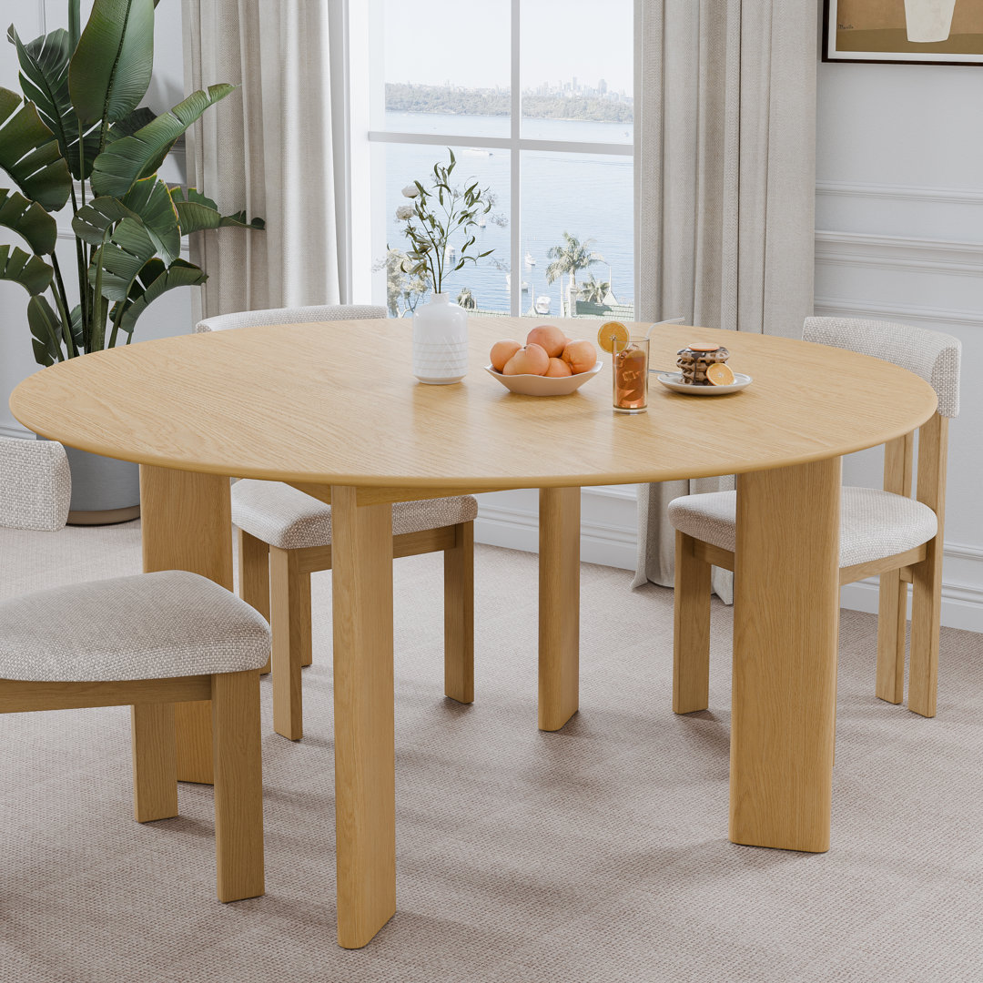 30“H Round Wood Dining Table Kitchen Table with 4 Legs Ebern Designs 